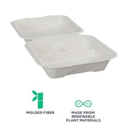 ECO PRODUCTS 8" 3 Compartment / White / Classic Clamshell Take Out Containers