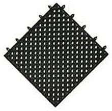 Notrax Drainage Mat Interlocking Tile, 12" x 12" x 9/16", Black