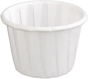 Genpak 250 Piece F100 Capacity Pleated Paper Portion Cup, 1" H, 1 oz, White