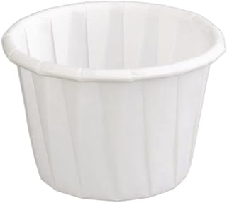 Genpak 250 Piece F100 Capacity Pleated Paper Portion Cup, 1" H, 1 oz, White