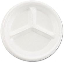 Boardwalk 9FPL3C White Non-Laminated Foam Plate with 3 Compartment, 9" Diameter, Case of 500