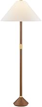 Hudson Valley Lighting Merrimack 1-Light Floor Lamp | Essential & Natural Style | Aged Brass Finish | Made of Natural Woven & Textile | 64.5" Overall Height | White Linen Shade | L2251-AGB