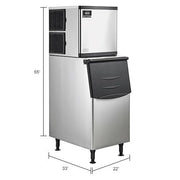 Modular Ice Maker with Bin by Nexel – 350.0 pounds, Stainless Steel, Silver, Model 243031