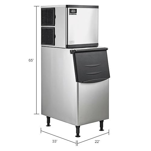 Modular Ice Maker with Bin by Nexel – 350.0 pounds, Stainless Steel, Silver, Model 243031
