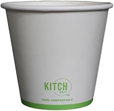 KITCH24/7 White Compostable Squat Paper Hot Cup, 8 Ounce - 1000 per case