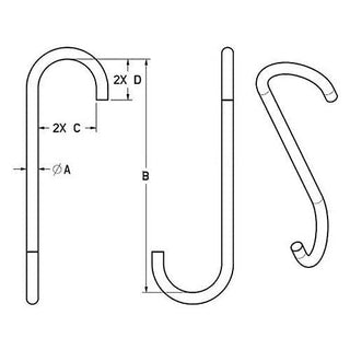 3/8" S-hook by M&W – Steel, Black, Model 14200