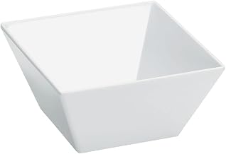Cal-Mil SR261 Melamine Square Bowls, 8" Length x 8" Width x 5" Height, White (Pack of 3)