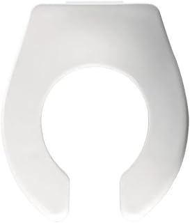 Bemis BB955CT000 Plastic Open Front Less Cover Round Toilet Seat with Check Hinge, White