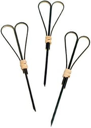 Black Bamboo Skewer with Looped Heart Design (Pack of 100), PacknWood - Natural Bamboo Picks Appetizer Skewers (3.94") PK209BBFOTSY10