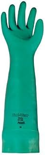 Ansell 37-185-8 Sol-Vex Unsupported Nitrile Gloves, Cuff, Lined, Size 8, Green (Pack of 12)