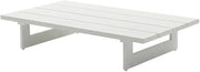 White Outdoor Patio Coffee Table, Contemporary Style, Weather-Resistant Finish, Sturdy Construction, Ideal for Outdoor Living Spaces