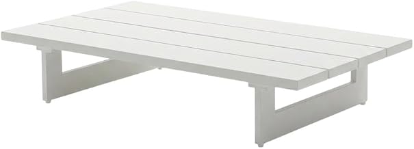 White Outdoor Patio Coffee Table, Contemporary Style, Weather-Resistant Finish, Sturdy Construction, Ideal for Outdoor Living Spaces