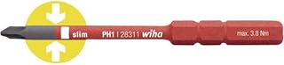 Wiha 2831112 Bit slimBit electric Phillips PH2 x 75 mm for low-lying screws, all-rounder for electricians