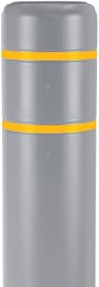 BollardGard 8" x 72" Bollard Cover Gray- Innoplast (Gray Yellow Tape)