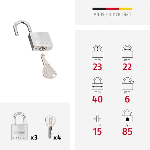 ABUS Set of 3 / 40 mm / Modern Keyed Padlocks
