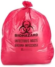 Pitt Plastics 12-16 Gallon Infectious Waste Trash Bag, Red, 24" x 32" x 1.2 Mil | 500/Case