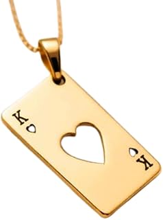 LKBEADS 925 Sterling Silver King Of Hearts Minimalist Pendant Necklace In Rectangle Shape With 18 Inch Cable Chain Gold Plated Charm Meaningful Jewelry |LKD_3DM_00273