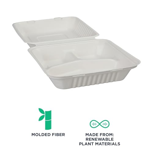 ECO PRODUCTS Green Products / 9" - 3 Compartment / white Clamshell Take Out Containers