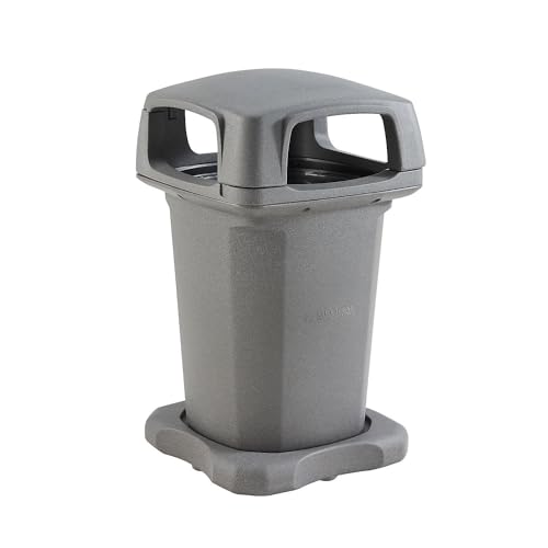 Outdoor Trash Can with Hinged Lid by Global Industrial – 60.0 gallons, Plastic, Gray, Model 732315