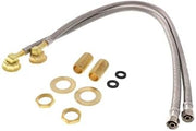 E-Z Install Wall Mount Stainless Steel Water Line Kit, 3/8", 30" Long, (Includes Mounting Hardware)