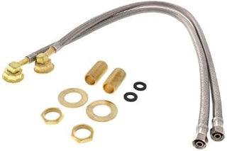 E-Z Install Wall Mount Stainless Steel Water Line Kit, 3/8", 30" Long, (Includes Mounting Hardware)