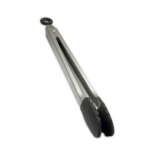 12" Silicone Tip Locking Tongs by Tablecraft – 12-Inch, Stainless Steel, Silver, Model 4012BK