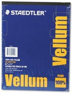 STAEDTLER Mars Vellum Paper, 16-lb., Rag, Letter, Translucent, 50 Sheets per Pad (Case of 6)