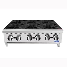 Atosa Commercial Countertop Hotplate, 6-Burner, Cast Iron Grates, Propane Gas, 36" (ACHP-6-LP)