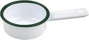 PacknWood White Enamel Reusable Mini Saucepan with Green Rim, 3oz, 12-Pack