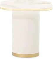 Michael Amini Gineverra Square End Table - Ivory/Gold