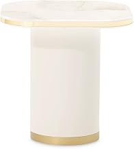 Michael Amini Gineverra Square End Table - Ivory/Gold