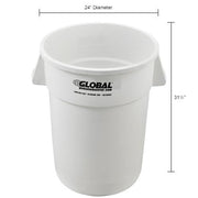 Commercial Round Trash Can by Global Industrial – 44 Gallon, 44.0 gallons, Polyethylene Resin, White, Model XDW-44WH