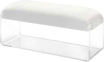 White Acrylic Bench, Lucite Wide Seat with Transparent Frame, Modern Ghost Bench for Bedroom, Entryway or Vanity Dressing Area