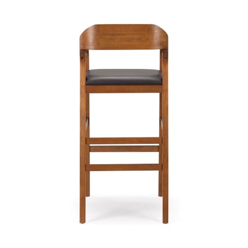 Rasmus Wood Extra Tall Bar Stool - Chestnut Wire-Brush Finish | Extra Tall Wood Bar Stool with Integrated Pool Cue & Cup Holder - image 7