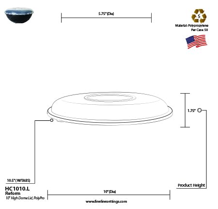 Reform High Dome Lid by Fineline settings – 10", Polypro, Clear, Model HC1010.L