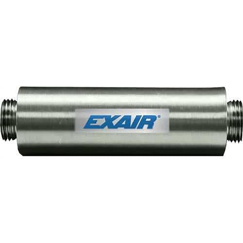 Straight Through Muffler For 3/8" NPT by EXAIR – 10"L x 4"W x 2"H, Aluminum, Multicolor, Model 890002
