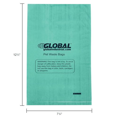 Pet Waste Plastic Bags by Global Industrial – 1 Count (Pack of 1), Plastic, Green, Model 695797