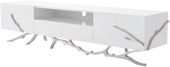 Starlight Canyon Home White 79-Inch Modern TV Stand with Engineered Wood Construction, Spacious Storage, Sleek Design for Living Room Entertainment Setup