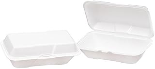 Genpak 20500-BLK 9 3/16" x 6 1/2" x 2 7/8" Black Large Deep All Purpose Foam Hinged Lid Container - 200/Case