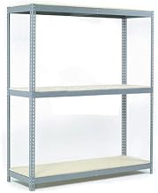 Global Industrial Wide Span Rack with 3 Shelves Wood Deck, 1200 Lb Capacity Per Level, 48" W x 36" D x 96" H