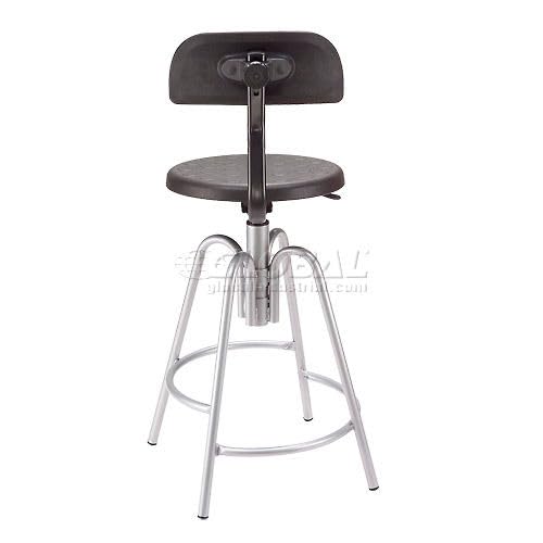 Polyurethane Shop Stool with Backrest Black by Global Industrial – Polyurethane, Black, Model A812TS