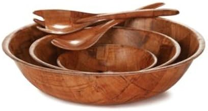 7" Woven Wood Salad Bowl, Mahogany, Round Bottom, 4 Ply