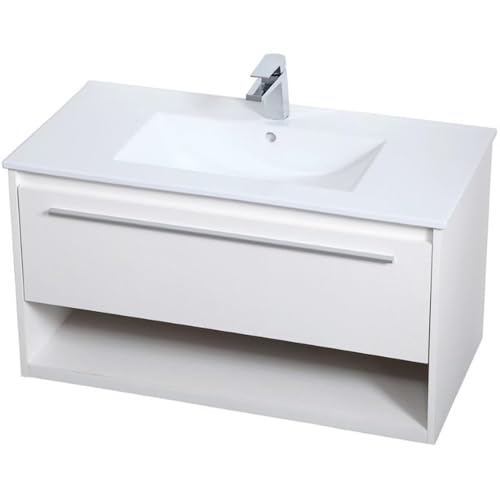 Elegant Decor 36" - Single / Brushed Nickel,white / Modern Bathroom Vanities