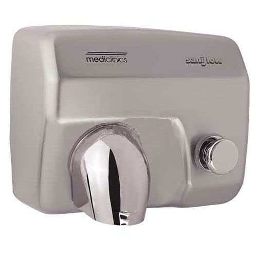 Manual Hand Dryer by Saniflow – 8.25"L x 11"W x 9.75"H, Stainless Steel, Stainless, Model E88CS