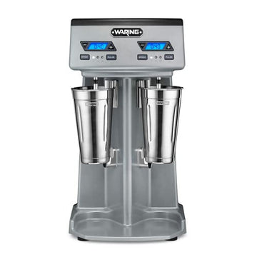 WDM240TX - Commercial Drink Mixer - Double Spindle - Fully Automatic - With Timer by Waring – Die-cast Steel, Stainless Steel, silver