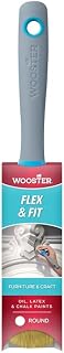 12-Pack of 1-1/2” Wooster 8714 Flex & Fit Soft Synthetic White China Round Paint Brush, Flexible Rubber Handle