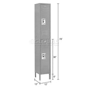 Infinity Two-Tier Two-Door Locker with Recessed Handle & by Global Industrial – Stainless Steel, Grey, Model 254123GY