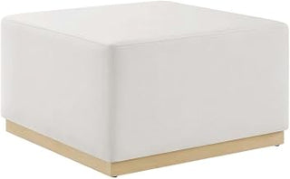 Gray 28-Inch Square Performance Velvet Ottoman, Modern Design, Padded Top, Durable Frame, Outdoor Lounging & Seating