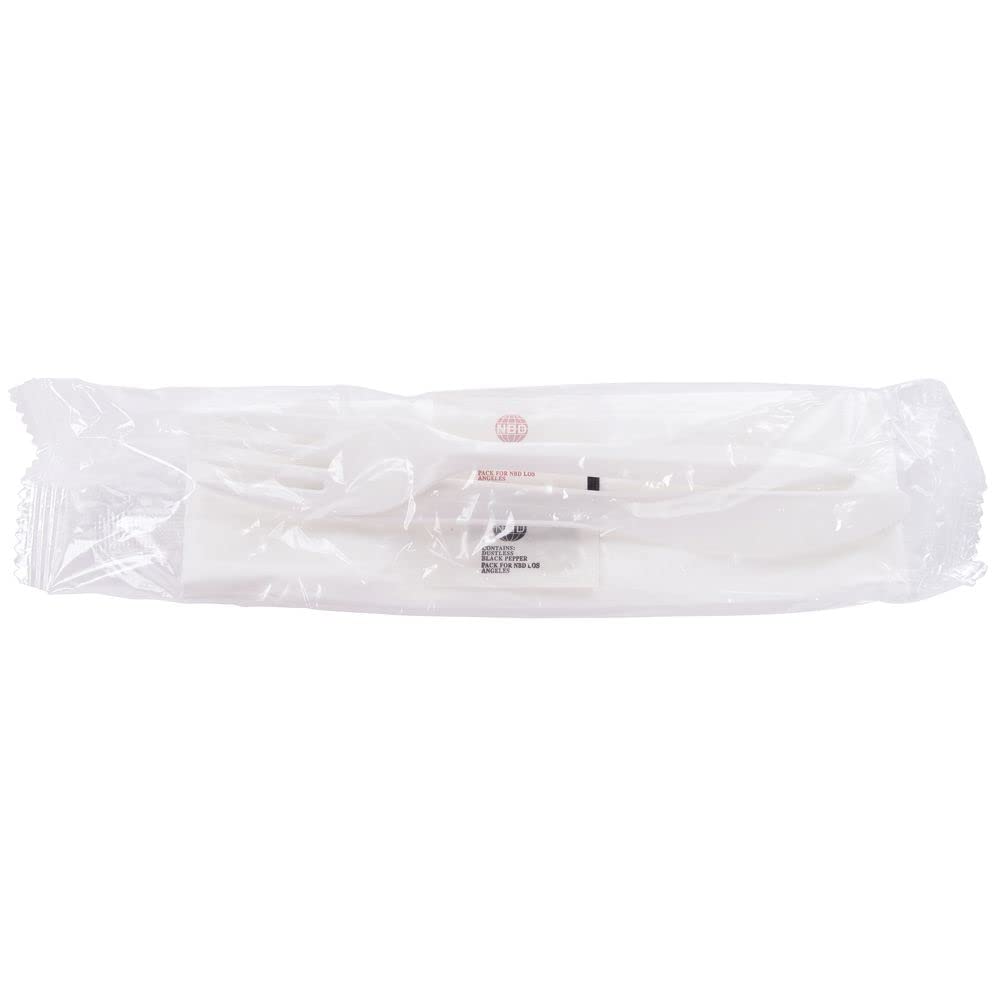 Pre-Wrapped White Plastic Disposable Flatware Set by HUBERT – Plastic, White, Model A6040127/3691