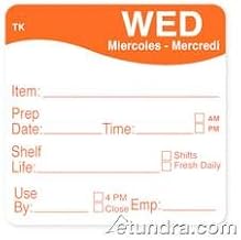 DayMark - 1143683 - ToughMark 2 x 2 Wednesday Shelf Life Label